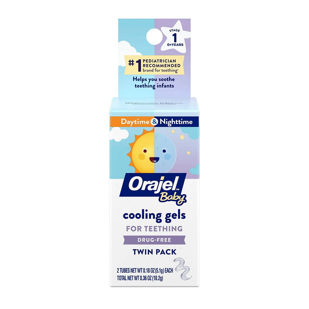 Orajel Non Medicated Daytime and Nighttime Cooling Gels for Teething, 0.18 Oz, 2 Tubes